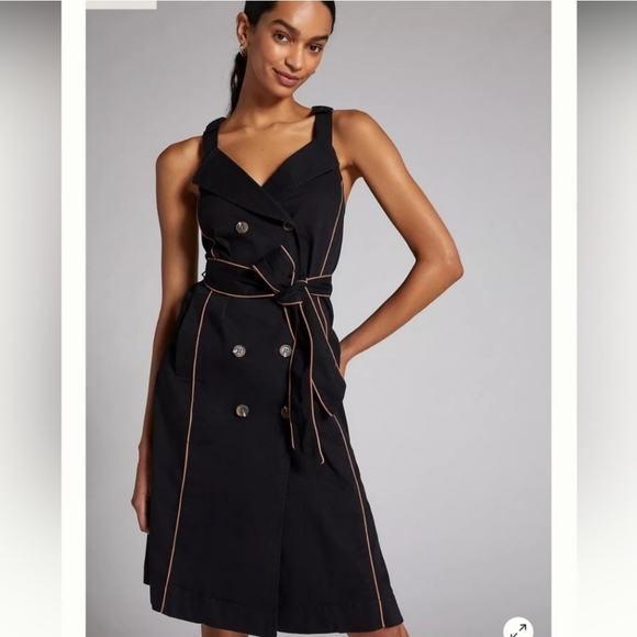 Anthropologie x Maeve double breasted trench dress - sz 4p - Picture 3 of 5